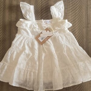 Angel Dear Cream Eyelet Sundress with Ruffle Straps